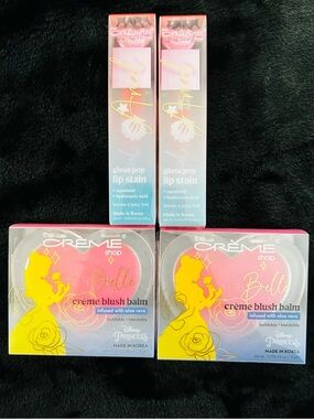 X4 set Belle Crème Blush Balm & Gloss Pop Lip Stain - Pink